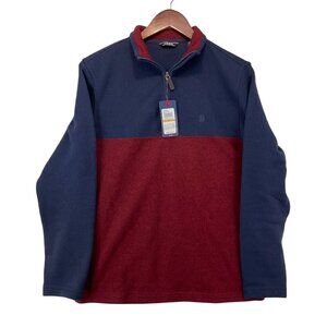 New Izod Mens Half-Zip Pullover Sweatshirt S Red & Blue size small